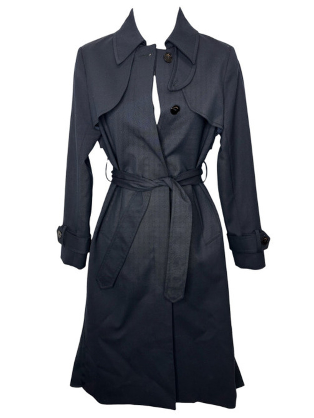 Sandro Pleated Trench Coat in Marine NWT